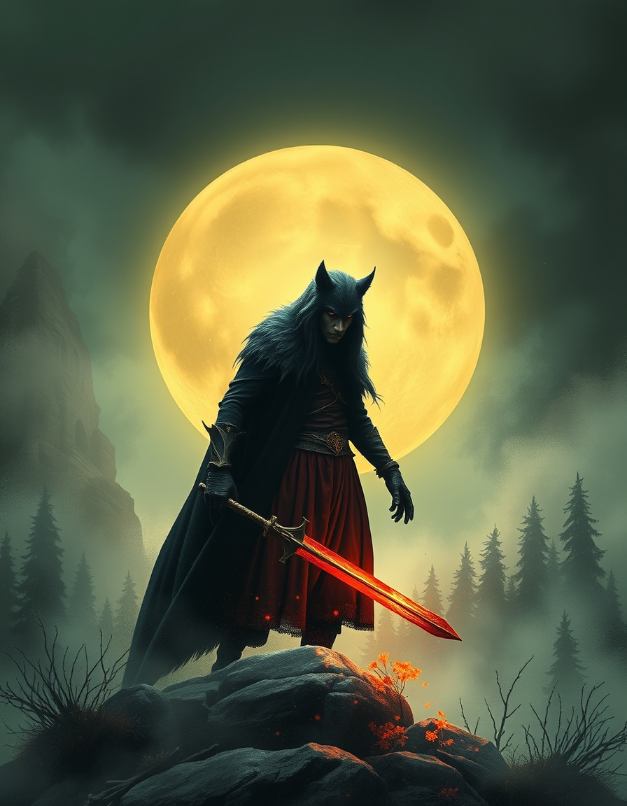 Book Covers idea: book cover composition, vertical 2:3 format, title-ready negative space at top, evocative subject, high fantasy düster hexe gefangene sonne vampir wer