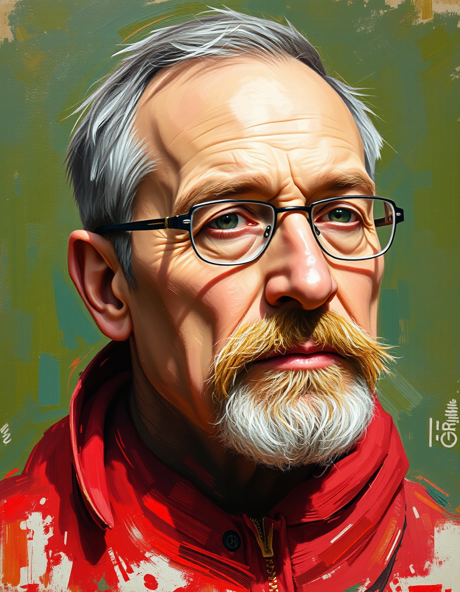 Photo To Paintings idea: painting from the photo, rich brushstrokes, painterly texture, Math , fine-art painting portrait