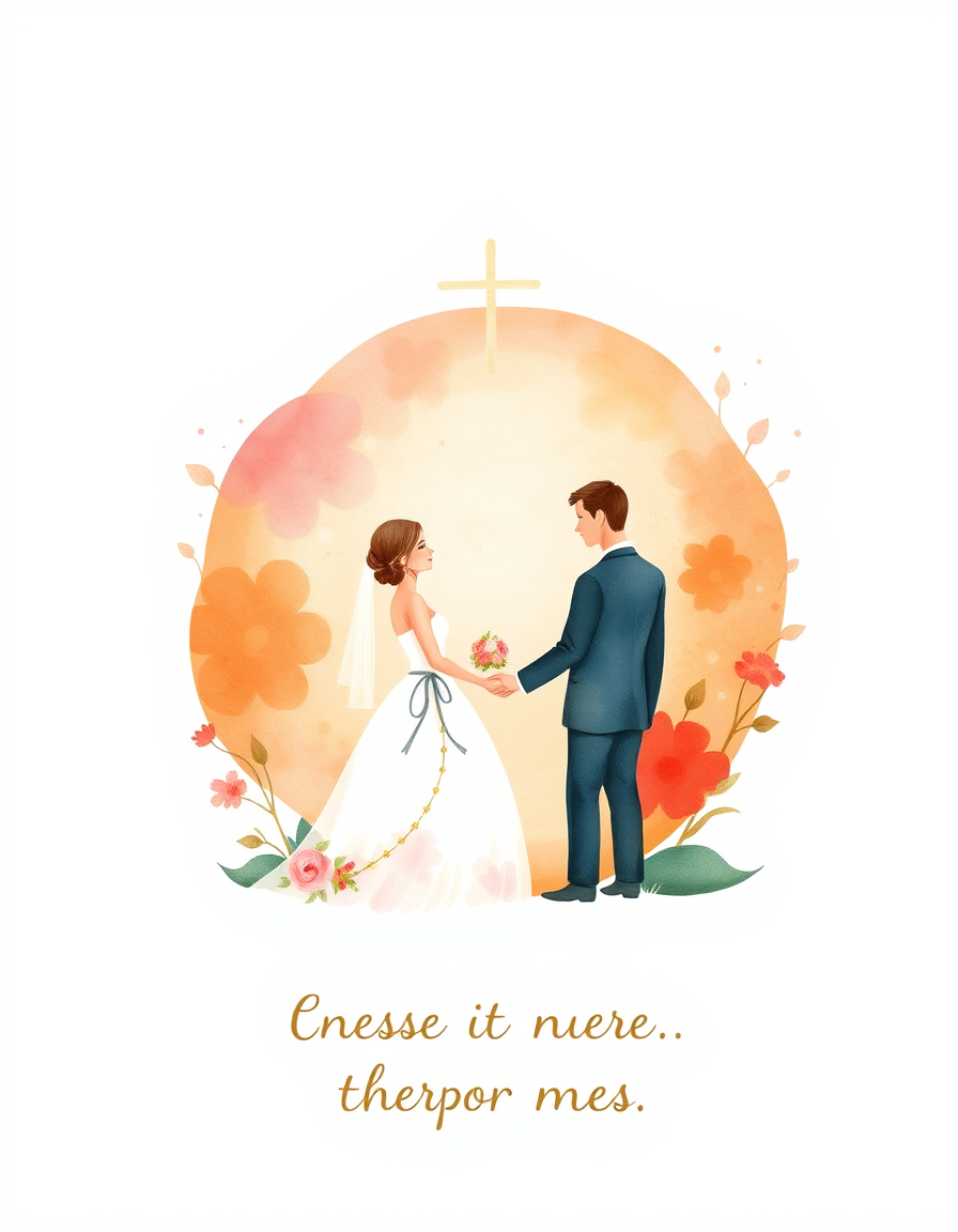 Greeting Cards idea: greeting card design, warm illustration, space for message, wedding shower christian watercolor , printable greeting card
