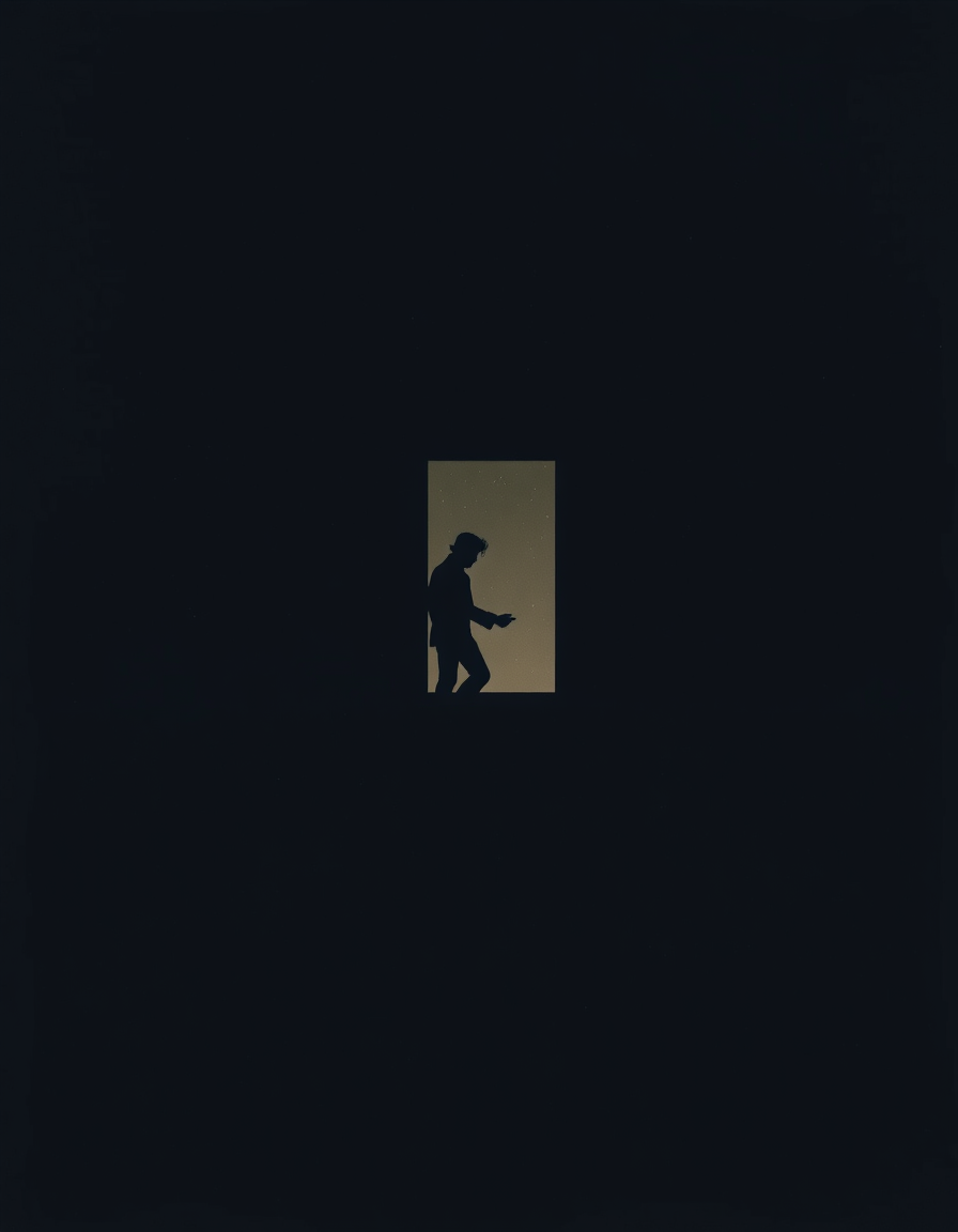 Book Covers idea: cover-ready concept art organized around genre, focal point, and title-safe space, deliberate composition, A stark, minimalist silhouette of Michael (