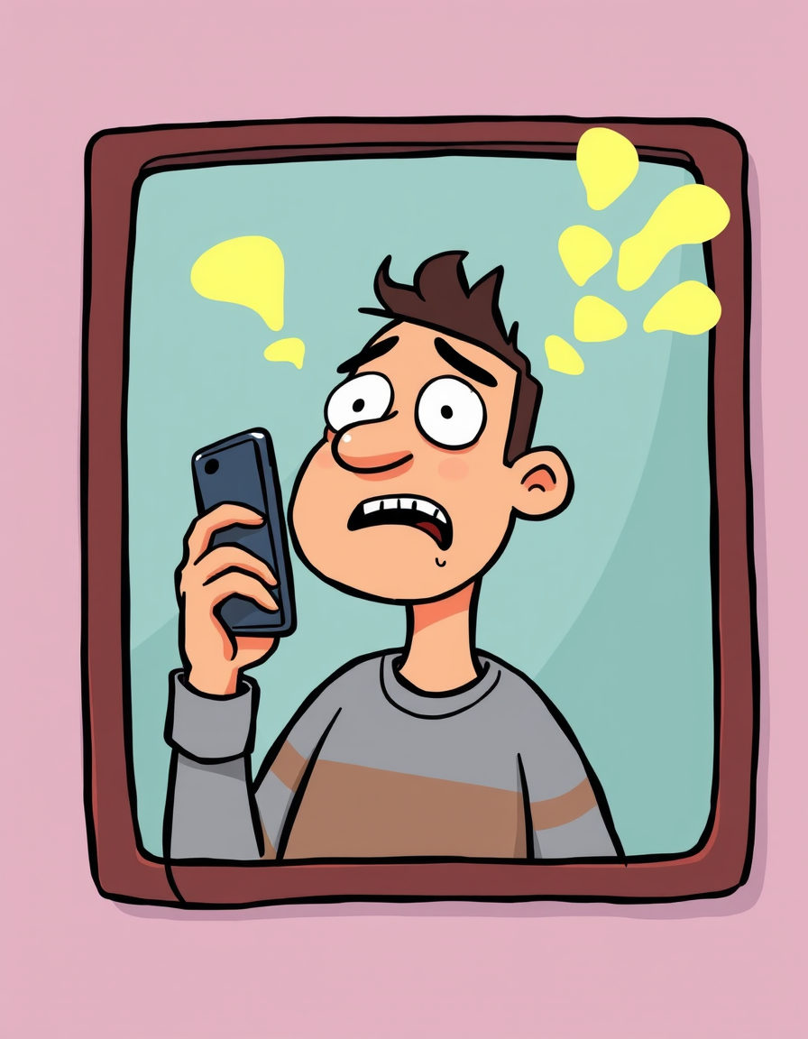 Main painting studio: a person talking loudly on a mobile phone cartoon