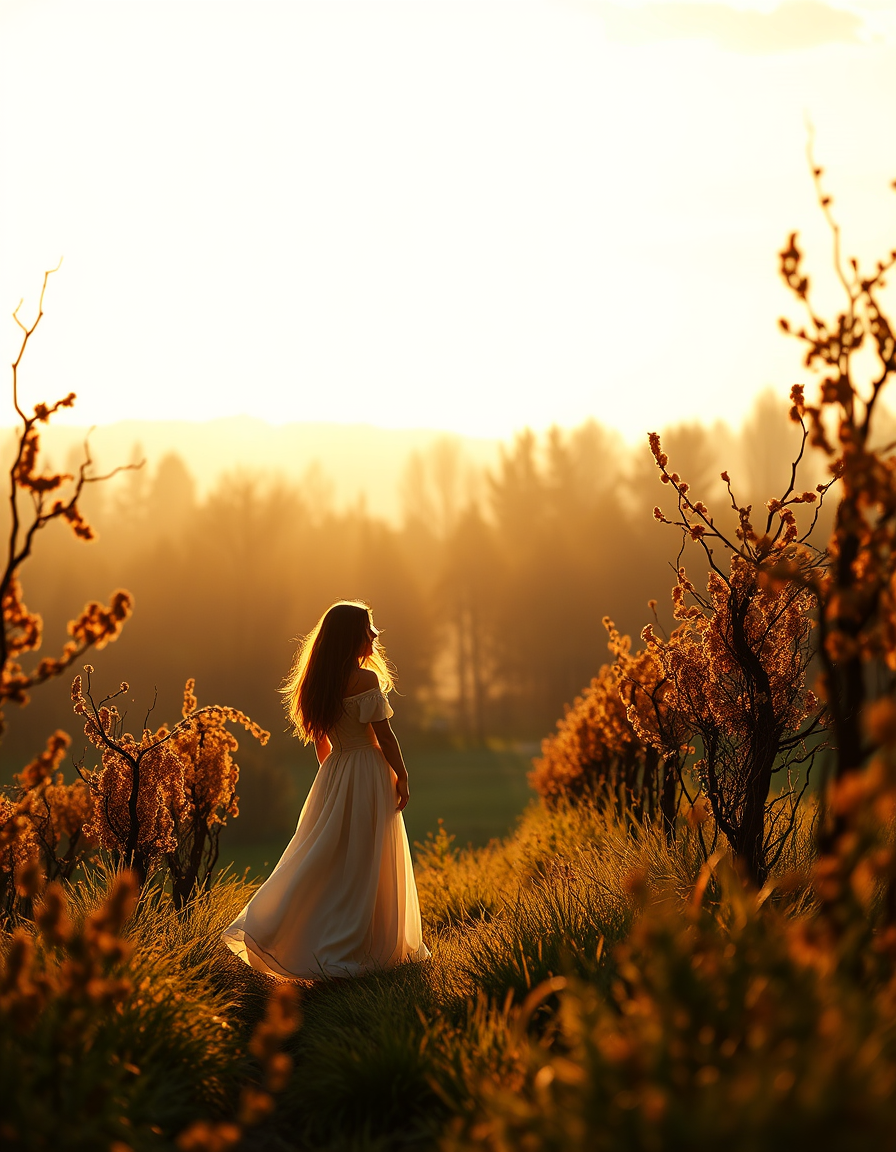 Book Covers idea: book cover composition, vertical 2:3 format, title-ready negative space at top, evocative subject, ein Romance-Cover mit zwei Figuren in goldenem Lich