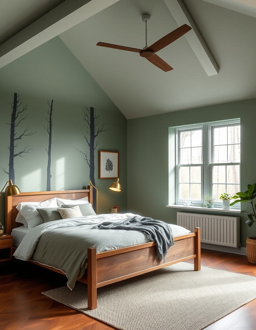 Main painting studio: paint bedroom in calming forest colours.