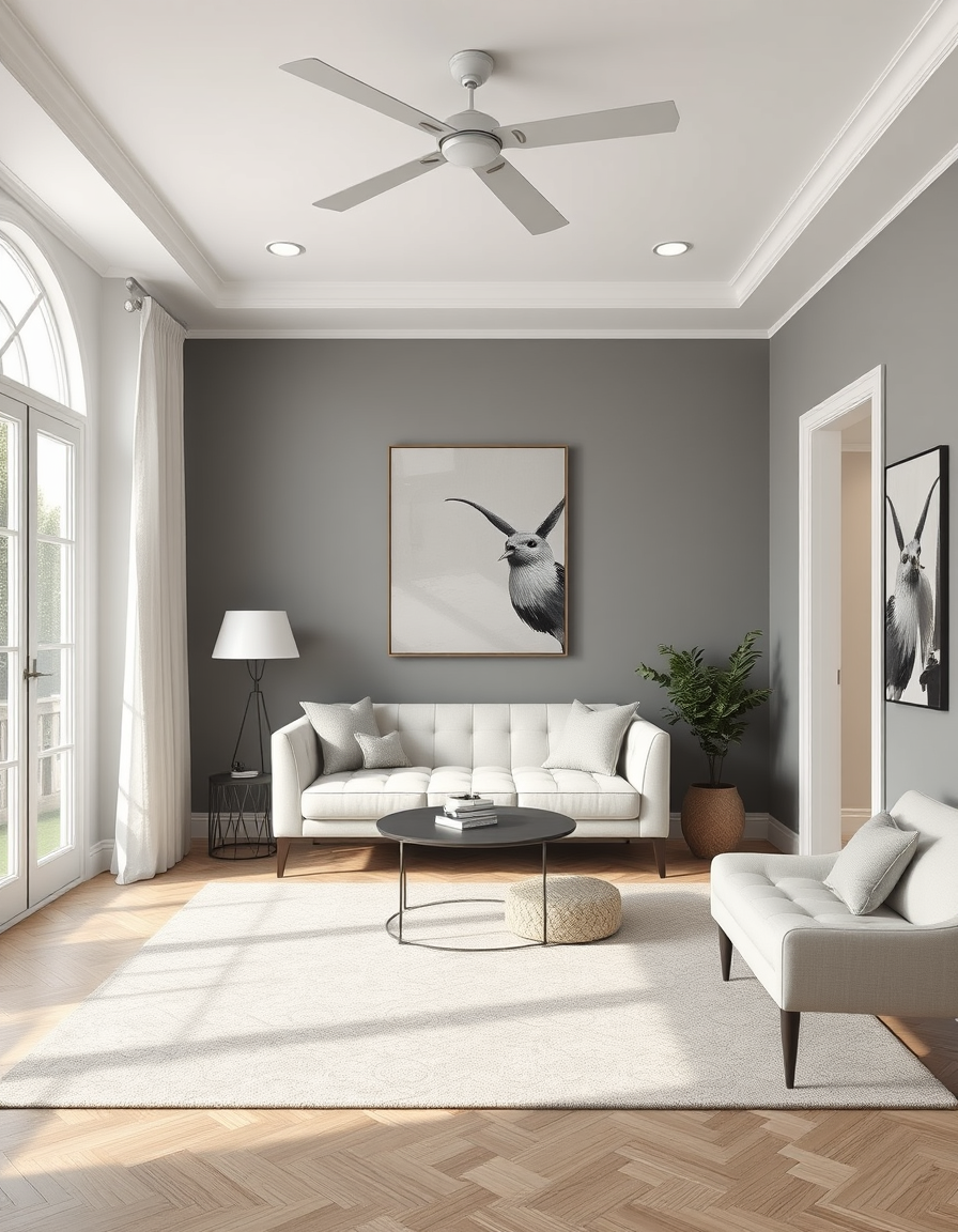 Paint Color idea: room repainted in a new wall color from the photo, accurate paint finish, photorealistic interior render, Neytral room one color for walls one color f