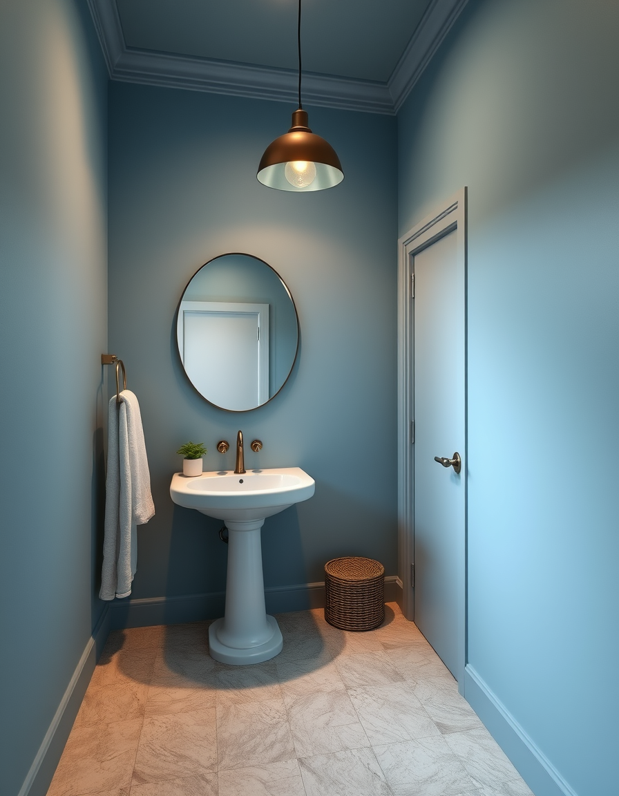 Paint Color idea: room repainted in a new wall color from the photo, accurate paint finish, photorealistic interior render, bathroom , paint color visualization