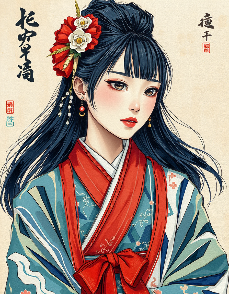 Photo To Oil Paintings idea: a photo repainted with layered color, directional strokes, and canvas texture, deliberate composition, japanese art , polished painting, coherent deta
