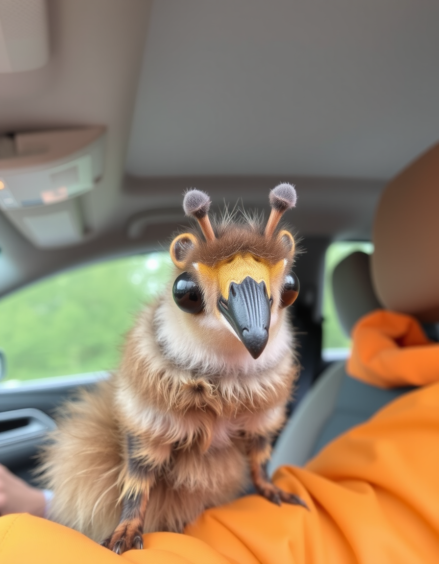 Main painting studio: Affe mit Hut beim Autofahren