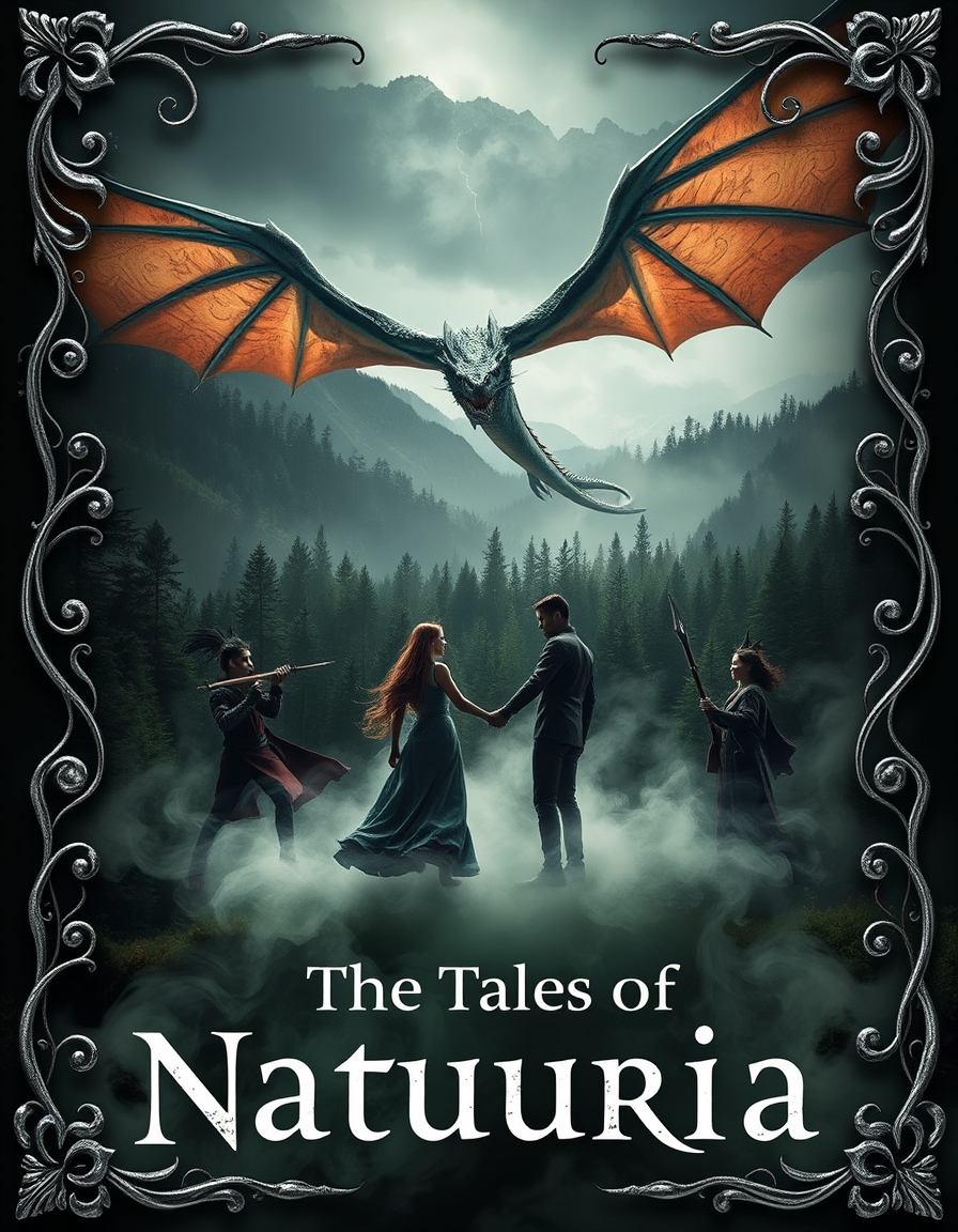 Book Covers idea: book cover composition, vertical 2:3 format, title-ready negative space at top, evocative subject, Create a book cover that have silver swirly ivy nat