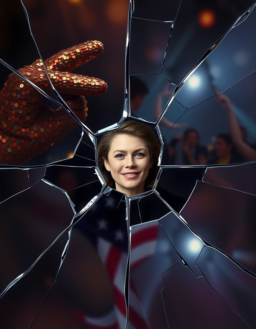 Book Covers idea: cover-ready concept art organized around genre, focal point, and title-safe space, deliberate composition, A mirrored surface that is slightly cracked