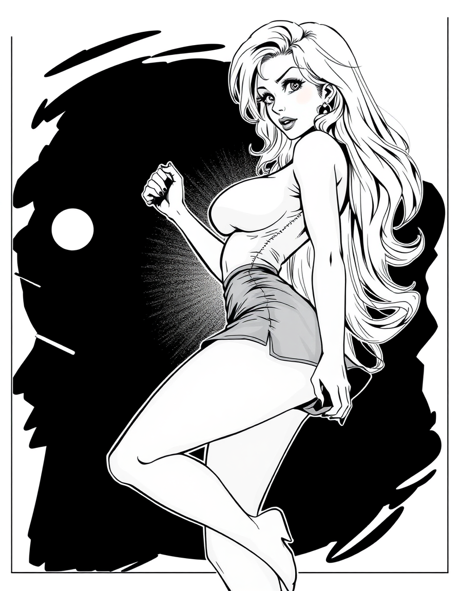 Comic Art idea: comic art, bold ink lines, halftone shading, dynamic composition, comic art, bold ink lines, halftone shading, dynamic composition, create a 12 page c