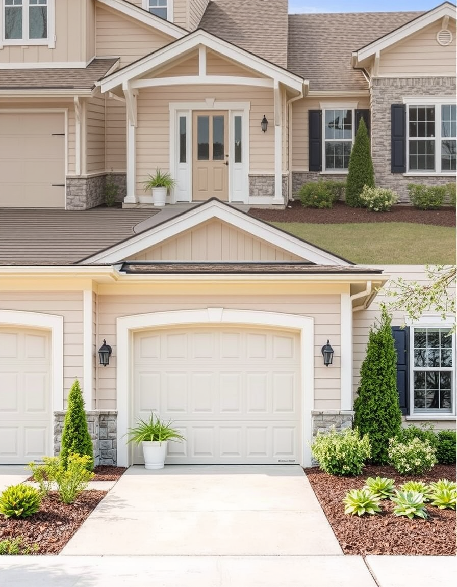 Exterior Paint idea: home exterior paint visualization, preserve architecture and landscaping, recolor siding trim and front door, home exterior paint visualization, prese