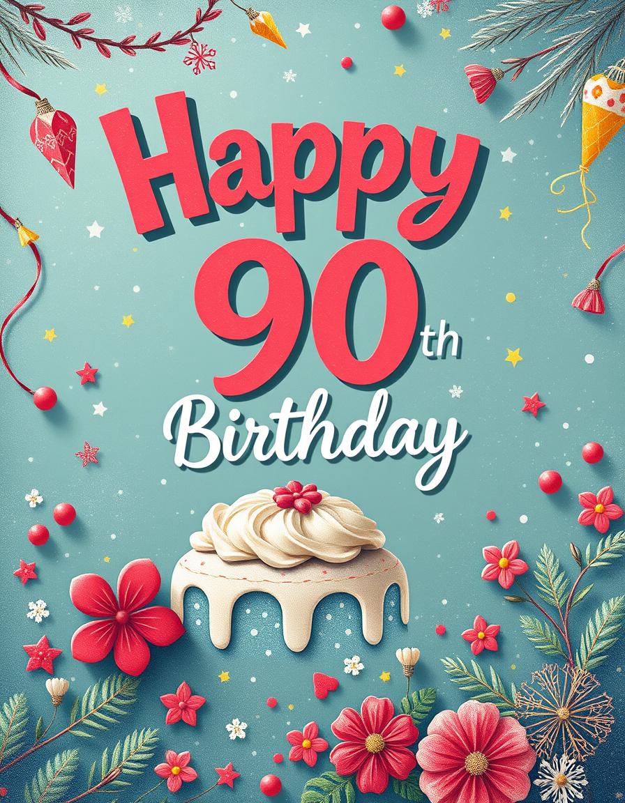 Birthday Cards idea: birthday card design, cheerful festive artwork, space for greeting, Happy 90th Bithday mrs.Rusterholz Ida , printable birthday card