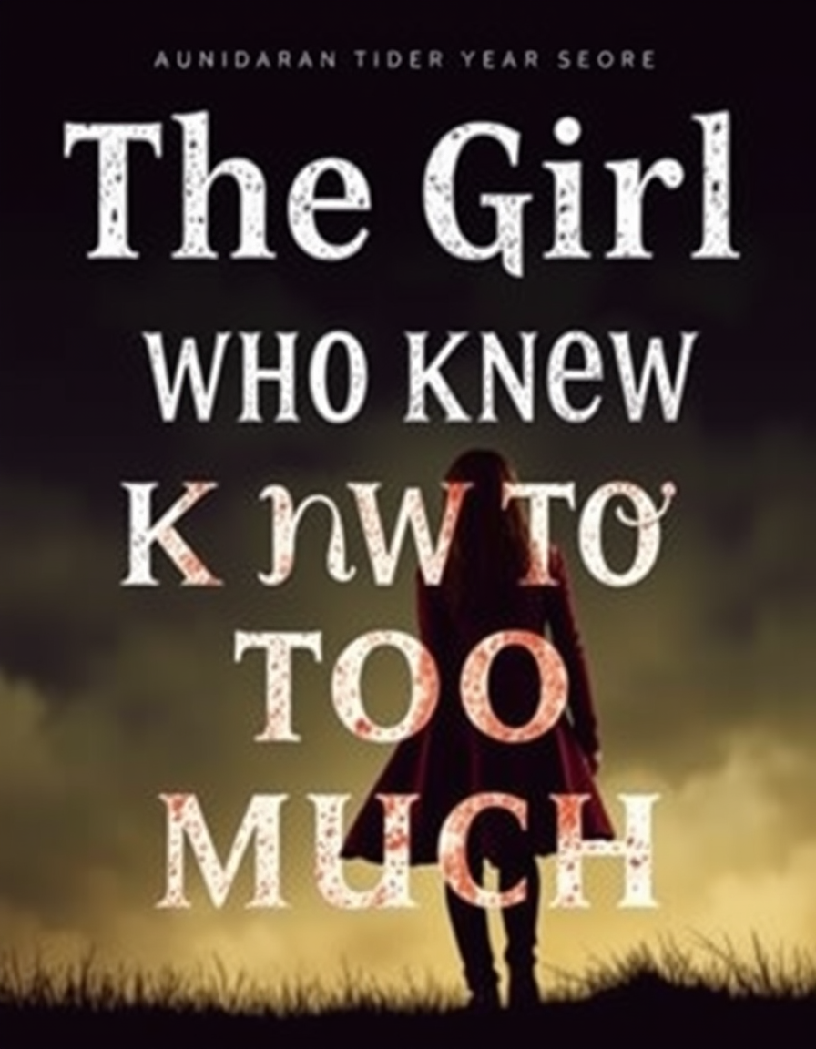 Book Covers idea: book cover composition, vertical 2:3 format, title-ready negative space at top, evocative subject, the title is, The Girl Who Knew Too Much, its about