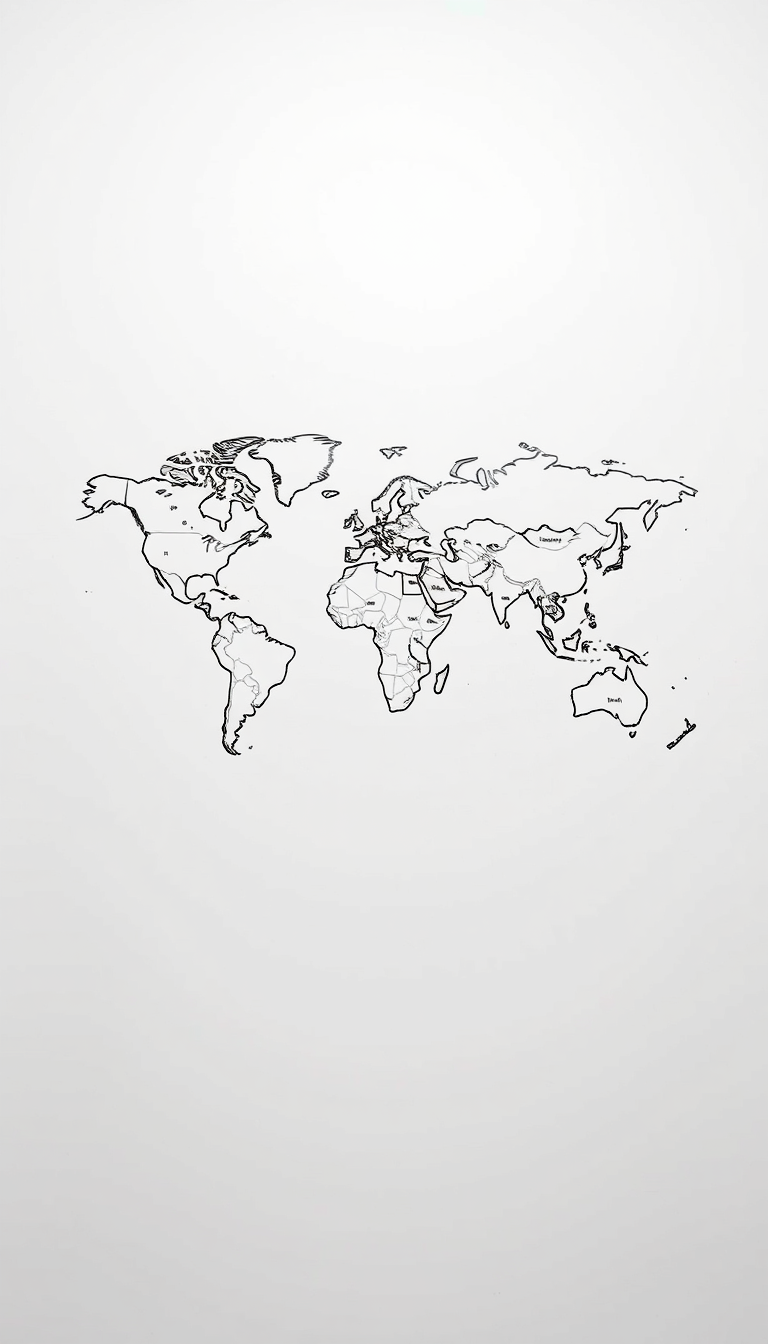 Photo To Outline idea: photo to outline drawing, clean contour lines, minimal shading, preserve subject silhouette, generate an image of the world map with a label for each
