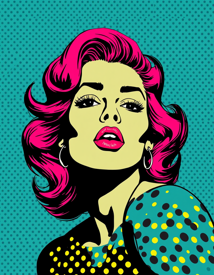 Pop Art idea: pop art style, bold flat colors, Ben-Day dots, comic-book half-tone, high-contrast subject, adicciones , inspired by Warhol and Lichtenstein, pop-art
