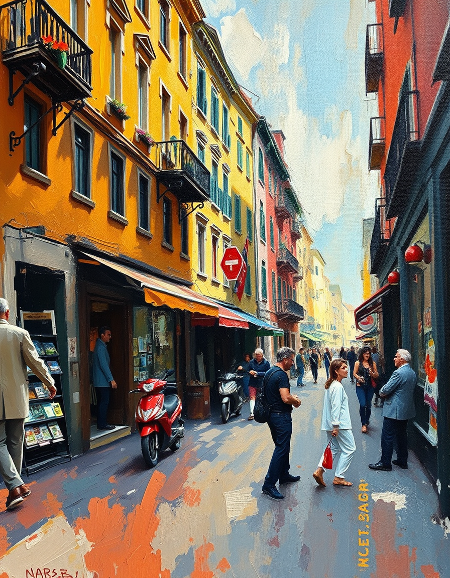 Photo To Painting idea created from the prompt: painting from the photo, rich brushstrokes, painterly texture, a street scene photo turned into an expressionist oil painting with bold, ges