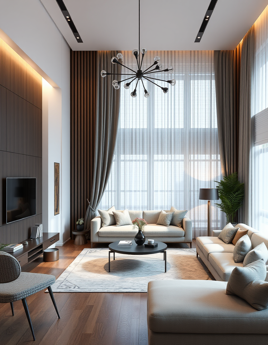 Interior Design idea: AI interior design, cohesive furniture layout decor and lighting, photorealistic interior render, بدي تصمملي ديكور صالون حلاقة رجالي حيطان ب لون فضي ف