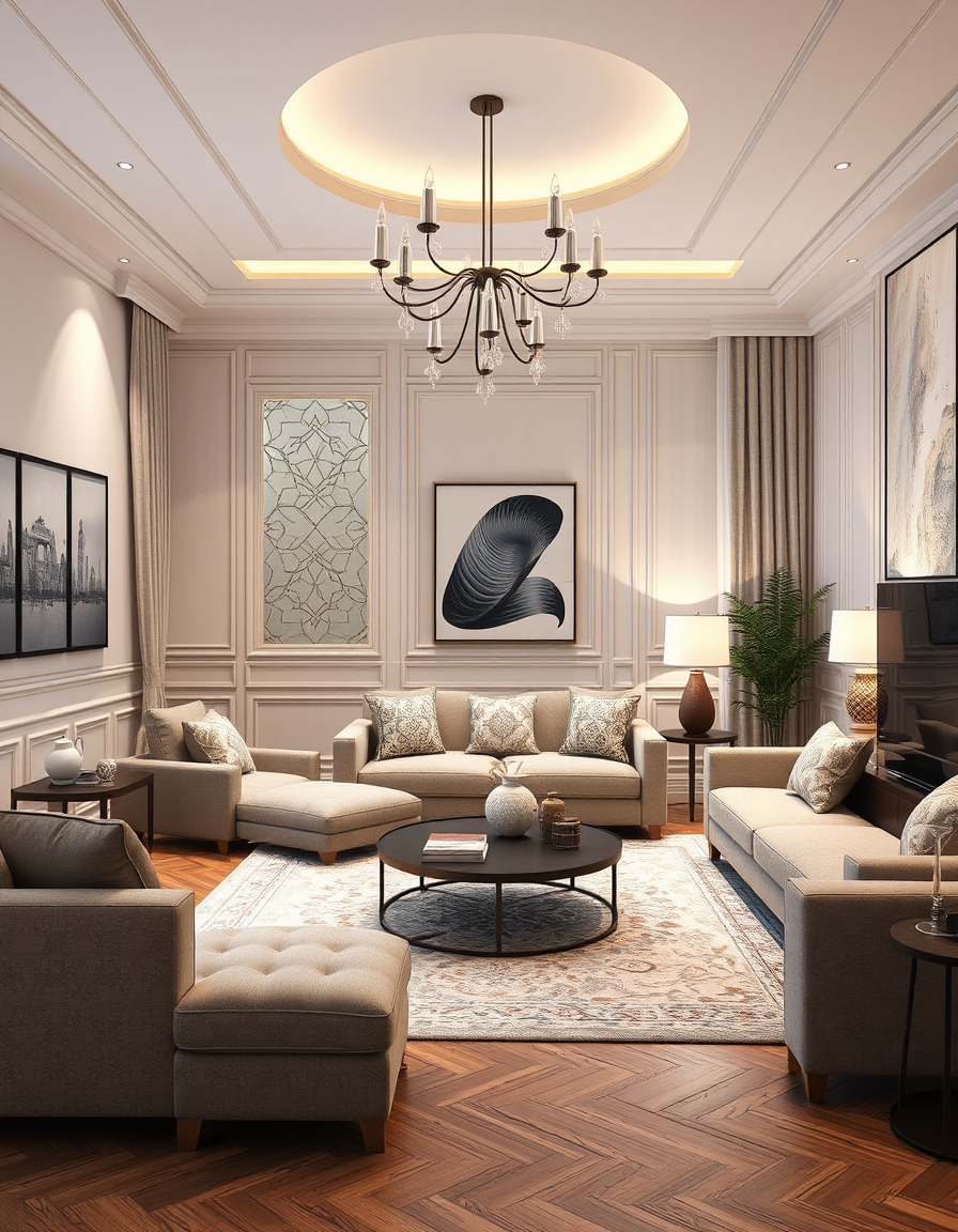 Interior Design idea: AI interior design, cohesive furniture layout decor and lighting, photorealistic interior render, تصميم داخلي ثلاثي الأبعاد واقعي لاستوديو صغير بمساحة