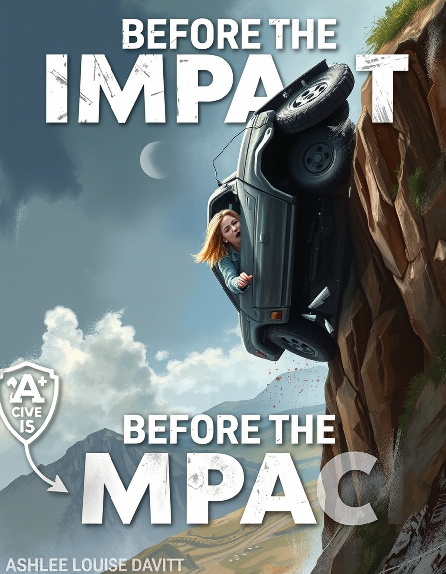 Book Covers idea: cover-ready concept art organized around genre, focal point, and title-safe space, deliberate composition, Title is before the impact by Ashlee Louise