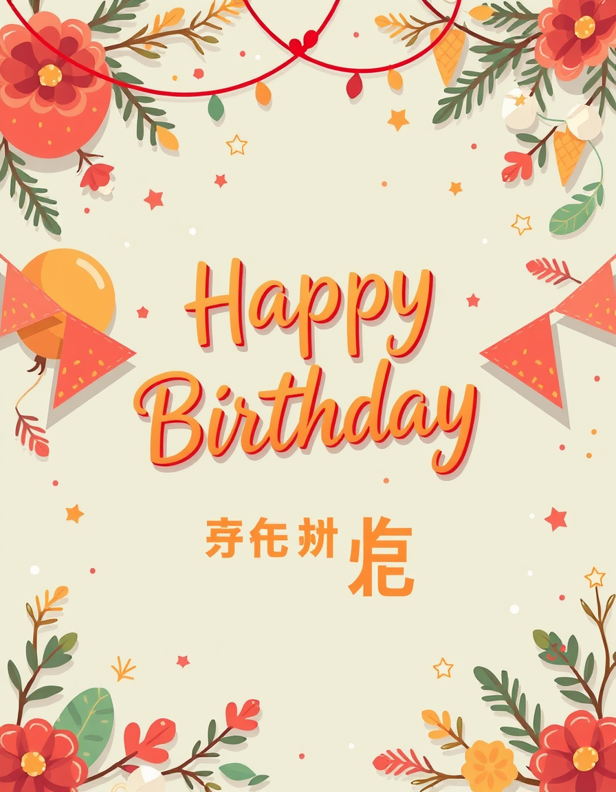 Birthday Cards idea: birthday card design, cheerful festive artwork, space for greeting, 在供桌上的壽星 , printable birthday card