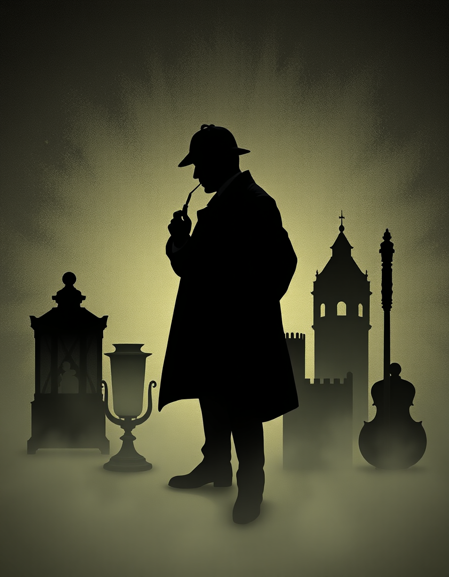 Book Covers idea: book cover composition, vertical 2:3 format, title-ready negative space at top, evocative subject, make a SHerlock Holmes Bestseller book cover - one 