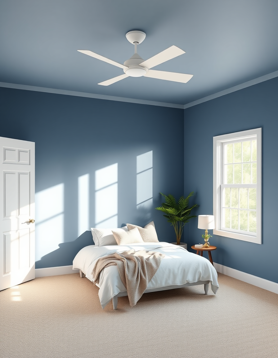 Paint Color idea: room repainted in a new wall color from the photo, accurate paint finish, photorealistic interior render, exterior one story rambler home , paint colo