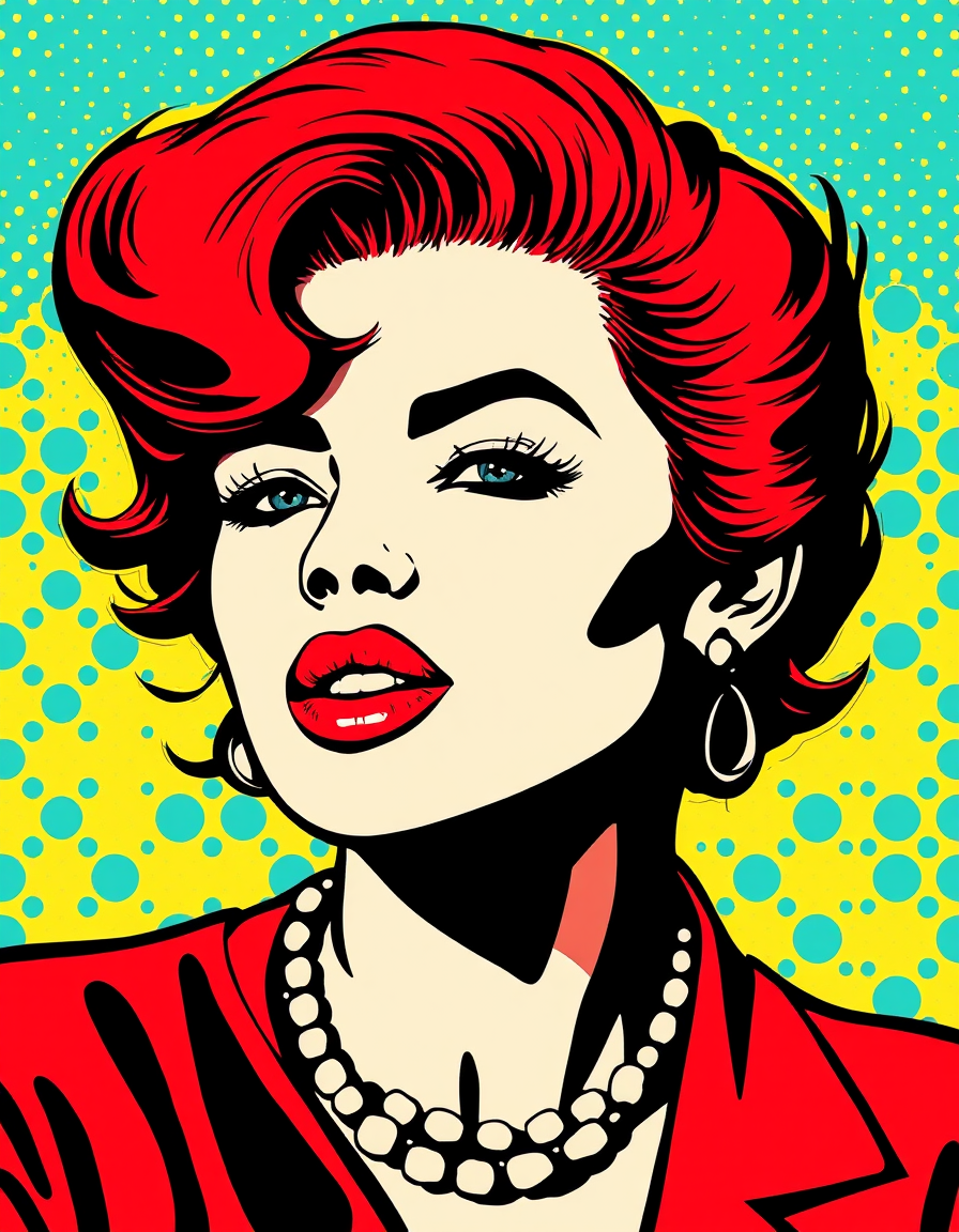 Pop Art idea: pop art style, bold flat colors, Ben-Day dots, comic-book half-tone, high-contrast subject, uma explosão em estilo quadrinhos com contorno forte e pon