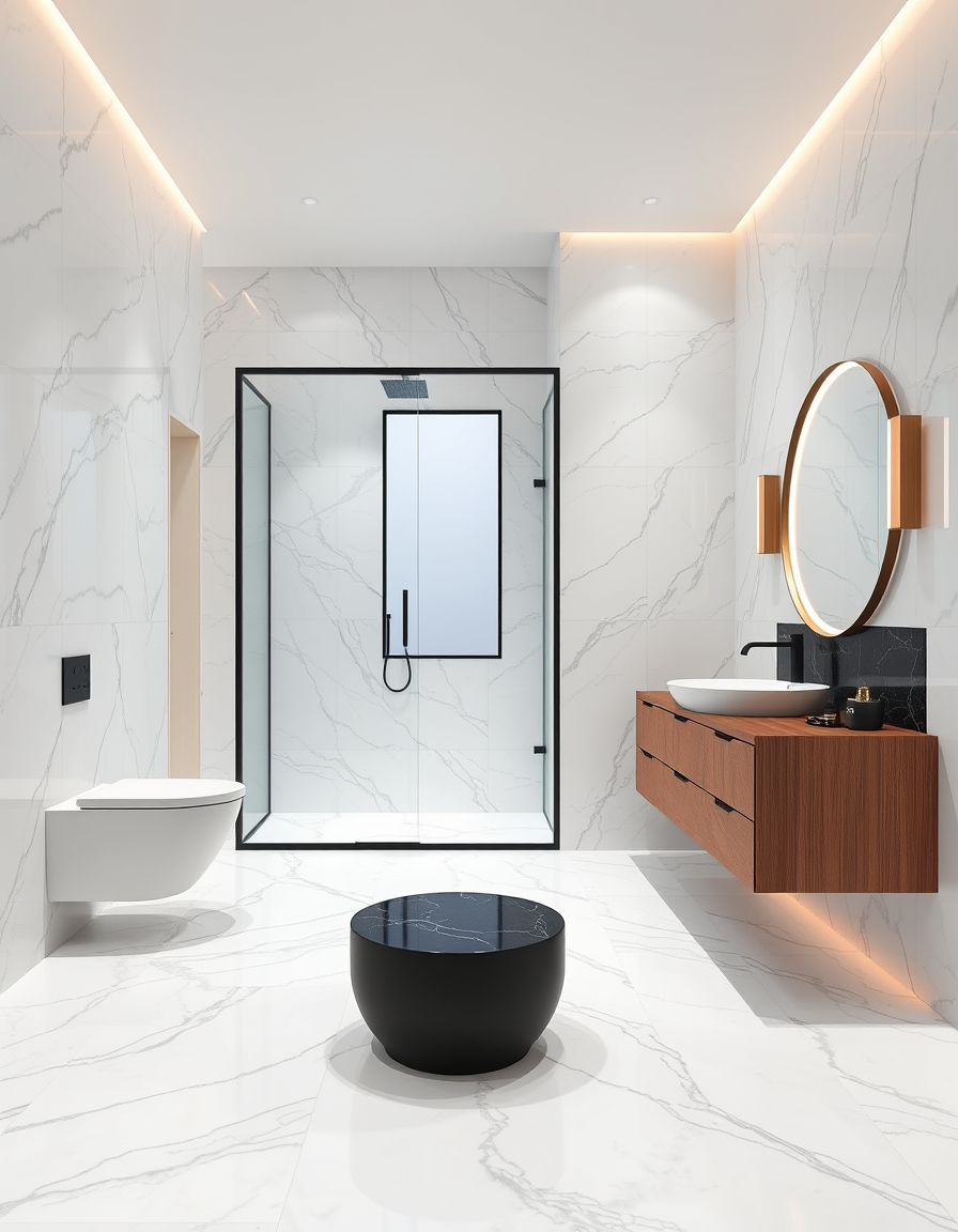 Bathroom Design idea: AI bathroom design, tiled surfaces vanity and fixtures, photorealistic interior render, A photorealistic interior render of a spacious 25 sqm modern l