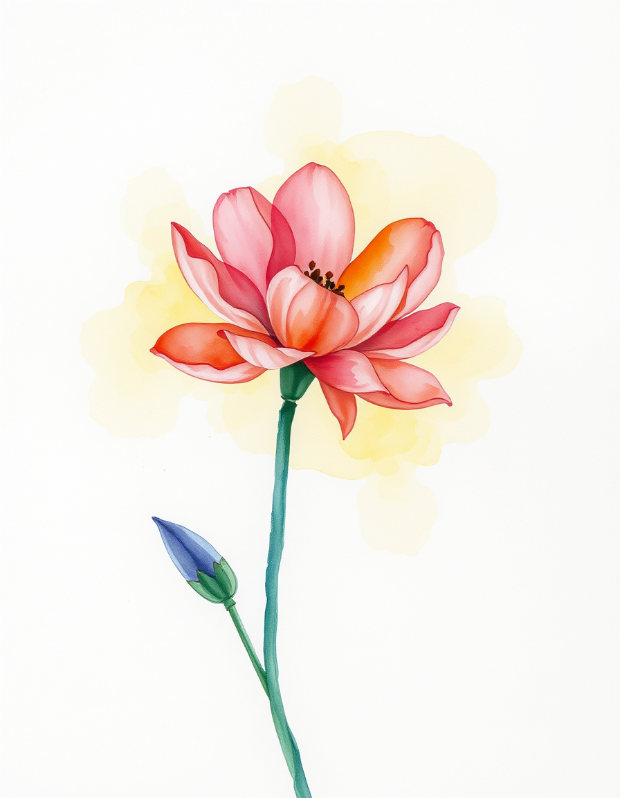 Picture Into Watercolor idea: turn picture into watercolor, transparent washes, paper texture, soft pigment edges, Tipo acuarela en papel textuizado y quitando la mesa del pastel y