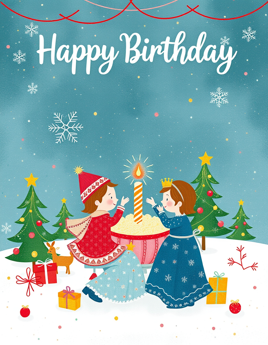 Birthday Cards idea: birthday card design, cheerful festive artwork, space for greeting, 6 år gammel jente heter vela, teametet er prinsseser og det er på leos lekeland. d