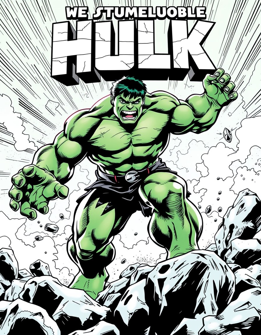 Comic Art idea: comic art, bold ink lines, halftone shading, dynamic composition, The incredible hulk comic book Sal buscema colors , graphic novel illustration, comi