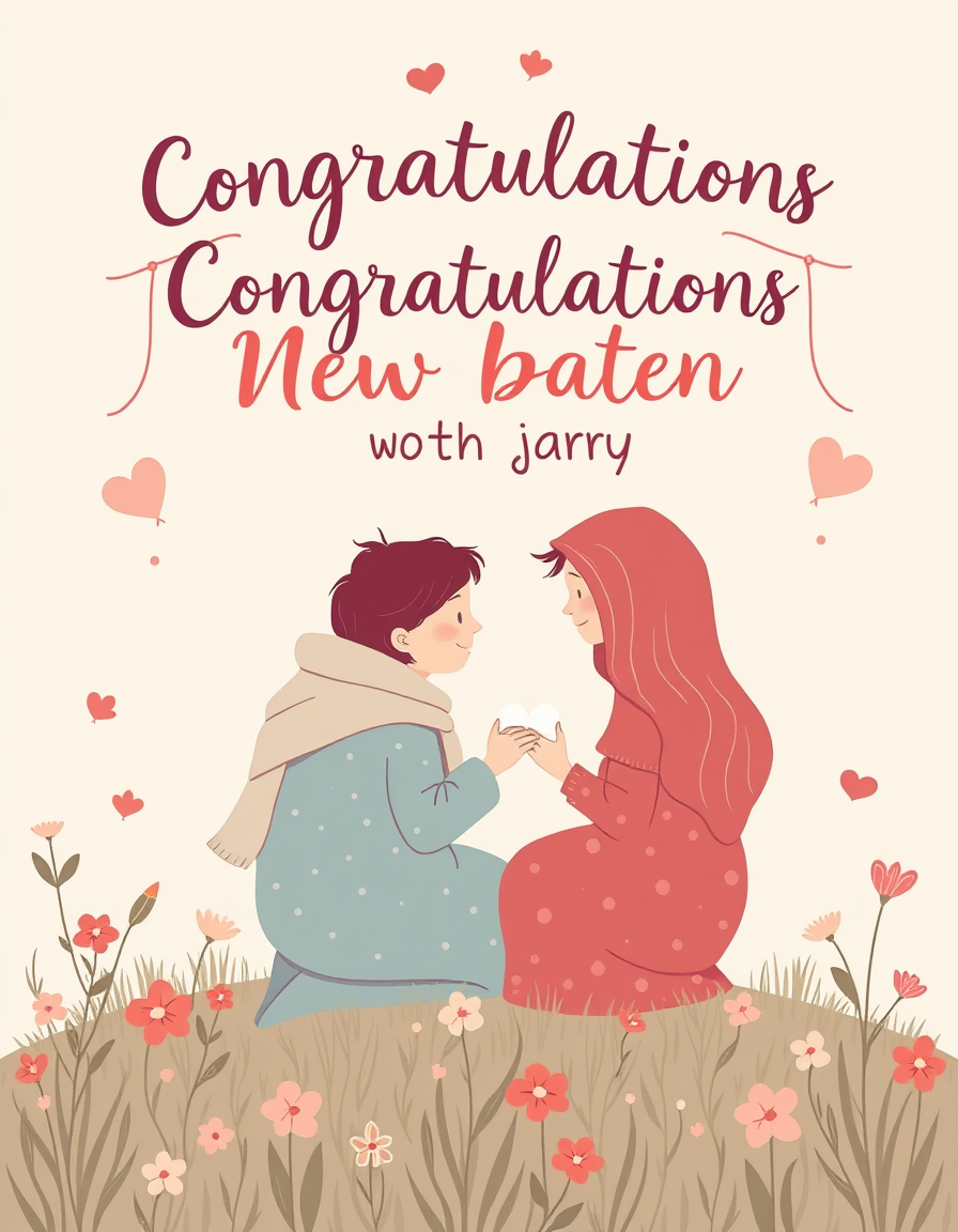 Greeting Cards idea: greeting card design, warm illustration, space for message, congratulations on new baby , printable greeting card