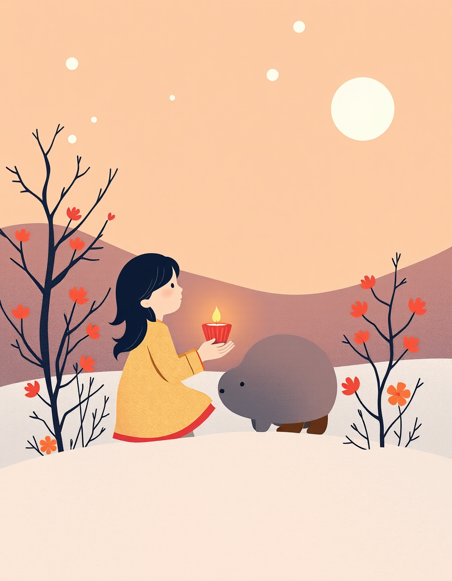 Greeting Cards idea: greeting card design, warm illustration, space for message, بطاقة هدية عمودية فاخرة 2:3، خلفية عاجية وبيج دافئ مع أخضر زيتوني ولمسات ذهبية. تصميم كرتو