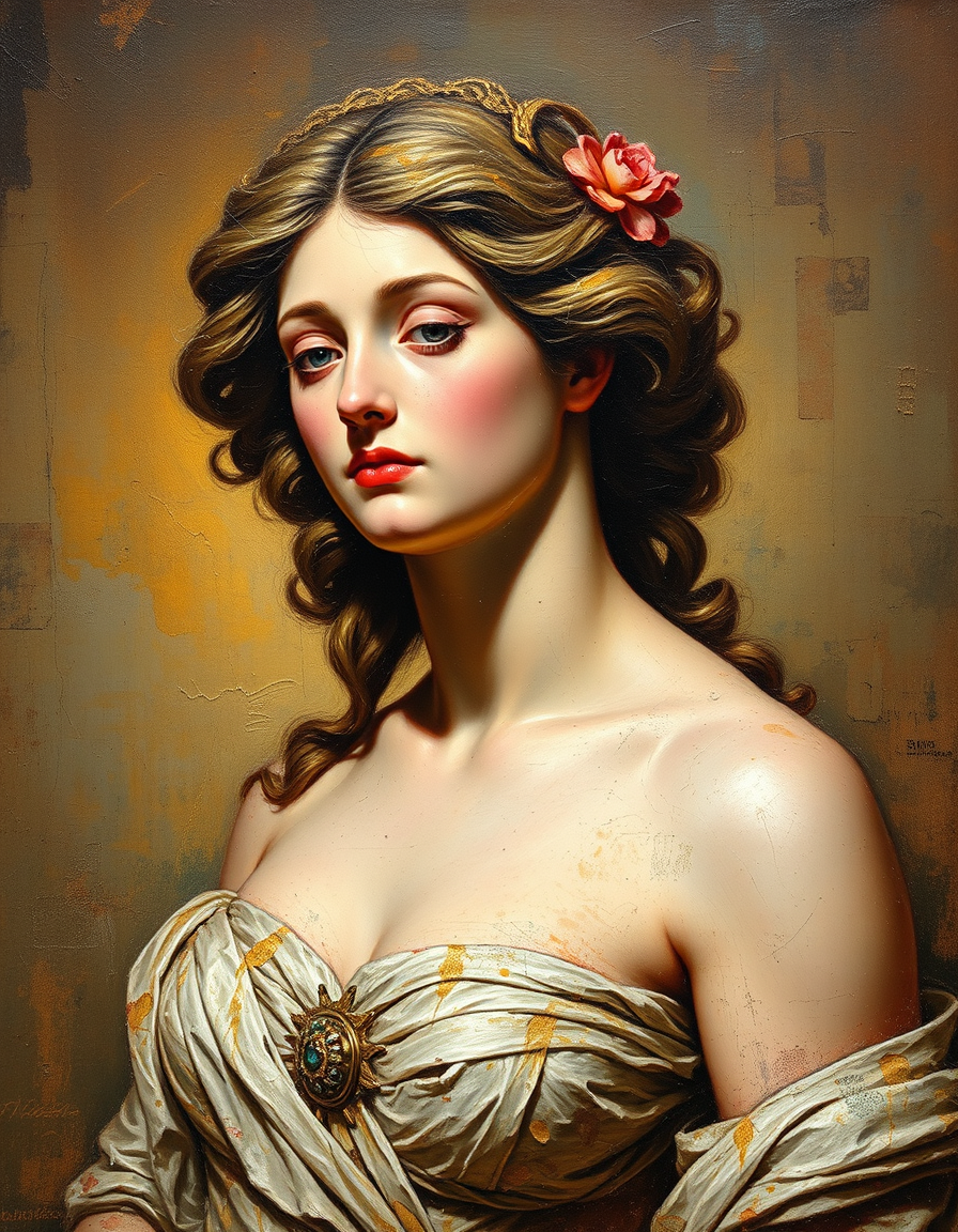 Oil Paintings idea: oil painting style, rich textures, brushstrokes, impasto technique, renaissance painting of venus , classical oil painting, museum quality