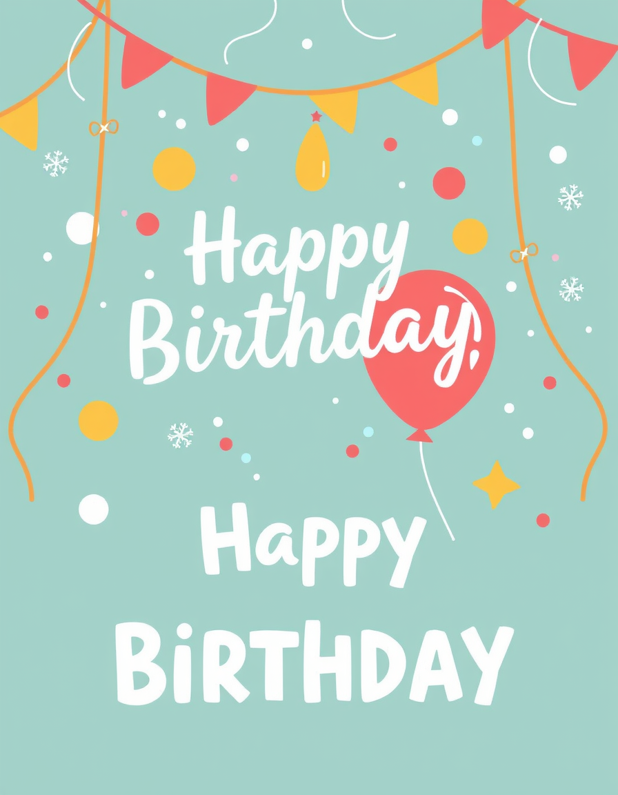 Birthday Cards idea: birthday card design, cheerful festive artwork, space for greeting, Happy Birthday , printable birthday card