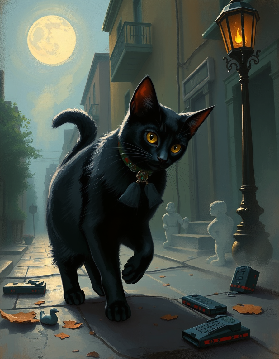 Book Covers idea: cover-ready concept art organized around genre, focal point, and title-safe space, deliberate composition, A black cat must find her way back to her m