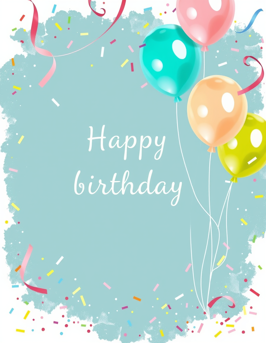 Birthday Cards idea: birthday card design, cheerful festive artwork, space for greeting, birthday card design, cheerful festive artwork, space for greeting, bunte Luftball