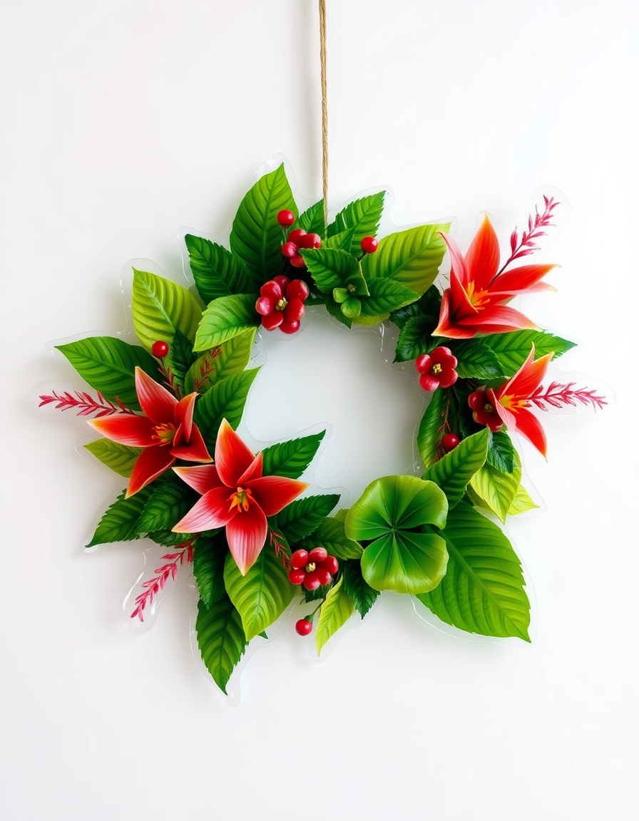 Main painting studio: Tropical Christmas wreath in acrylic