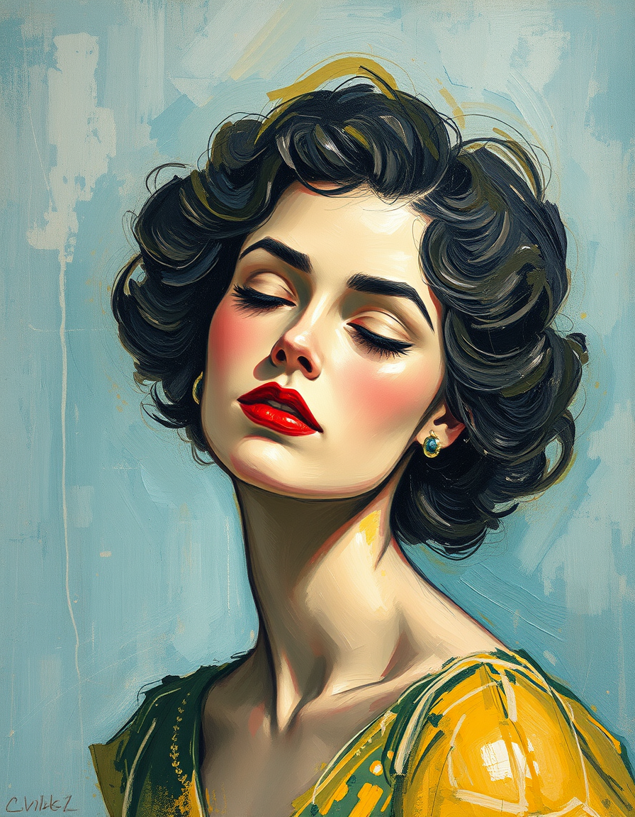 Impressionist idea: impressionist painting style, loose brushstrokes, light and atmosphere, 1930s abstract woman , inspired by Monet and Renoir, impressionist masterwork