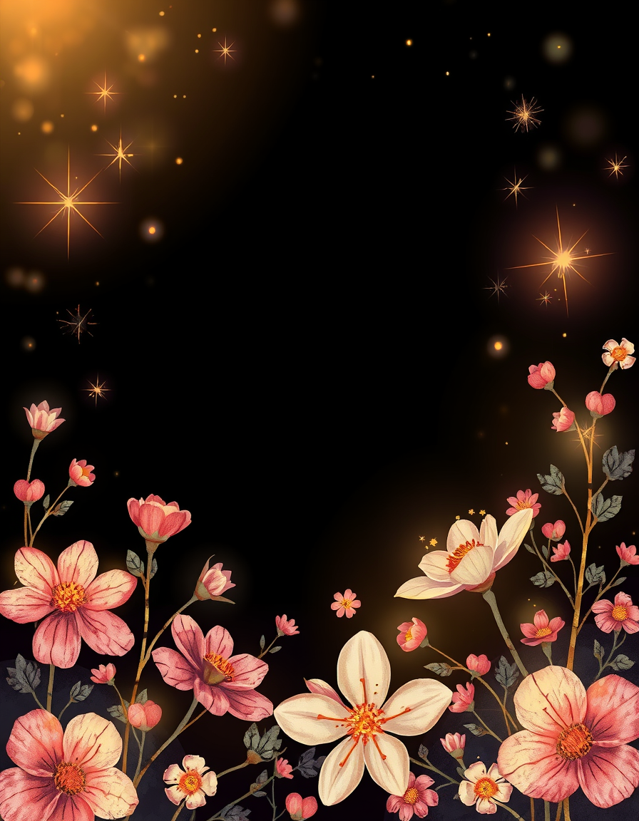 Greeting Card idea created from the prompt: greeting card design, warm illustration, space for message, Sparkles and flowers , printable greeting card