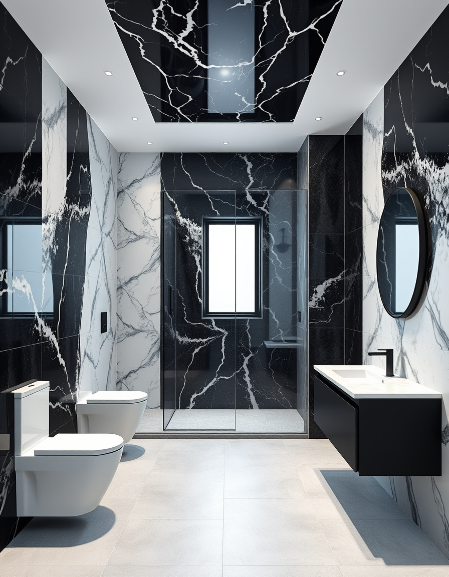 Bathroom Design idea: AI bathroom design, tiled surfaces vanity and fixtures, photorealistic interior render, Photorealistic interior architectural render of a spacious 25 