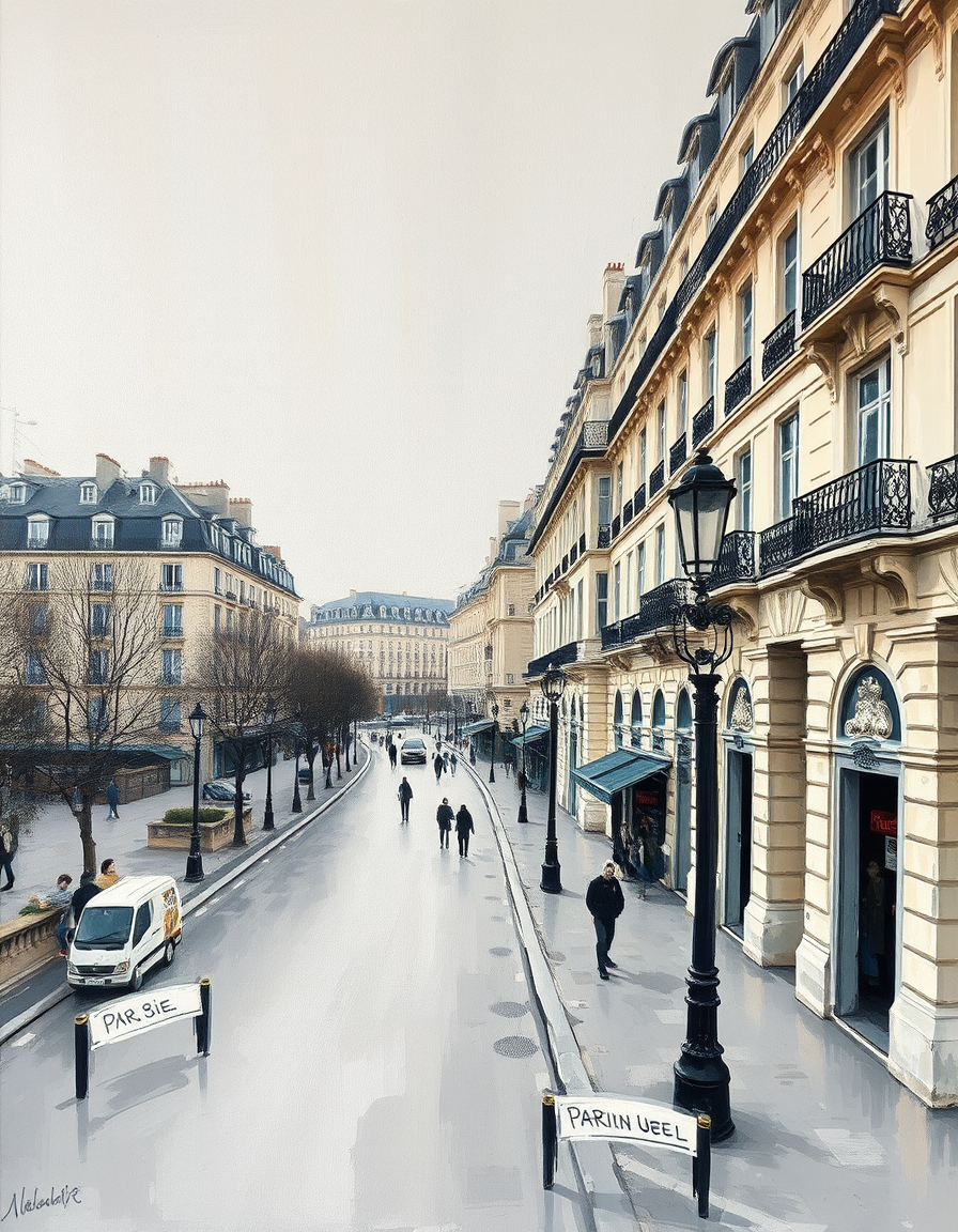 Turn Photo Into Painting idea created from the prompt: a source photo redrawn with visible physical brushwork, deliberate composition, Make Paris Landscape as an abstract acrylic painting. Mainta
