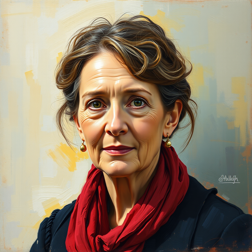 Photo To Paintings idea: painting from the photo, rich brushstrokes, painterly texture, frau , fine-art painting portrait