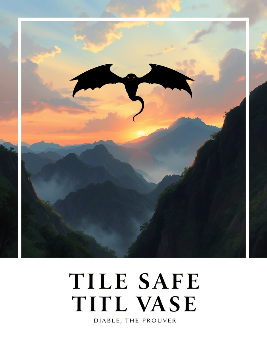 Book Covers idea: cover-ready concept art organized around genre, focal point, and title-safe space, deliberate composition, a dark, winged snake silhouette over a rain