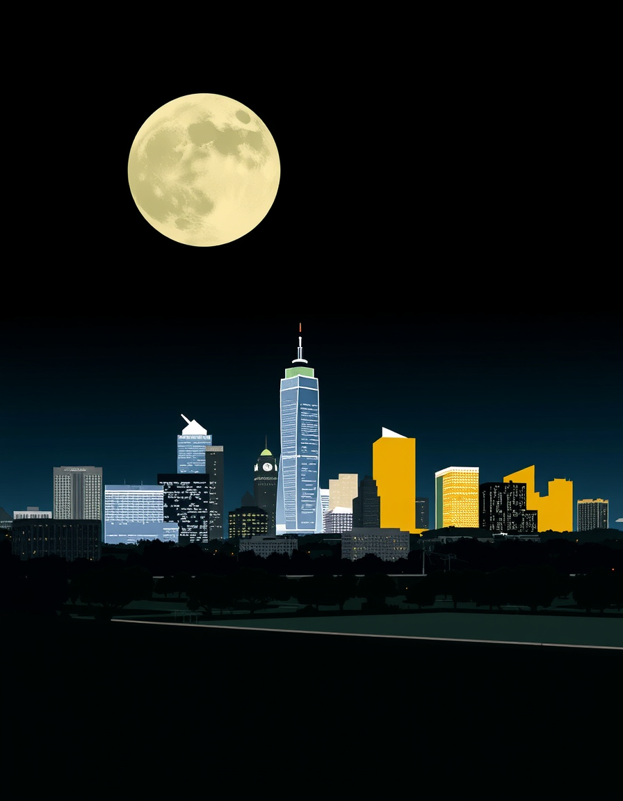 Main painting studio: Fort Worth Skyline Silohuette