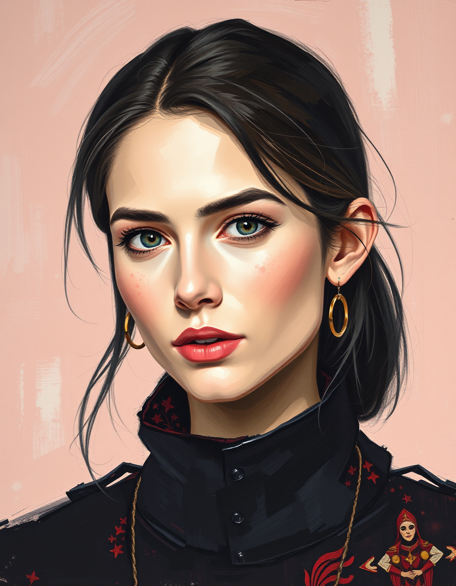 Photo To Painting idea created from the prompt: painting from the photo, rich brushstrokes, painterly texture, Outline image , fine-art painting portrait