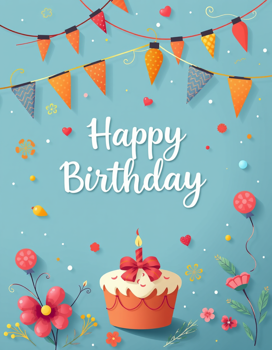 Birthday Cards idea: birthday card design, cheerful festive artwork, space for greeting, happy birthday , printable birthday card