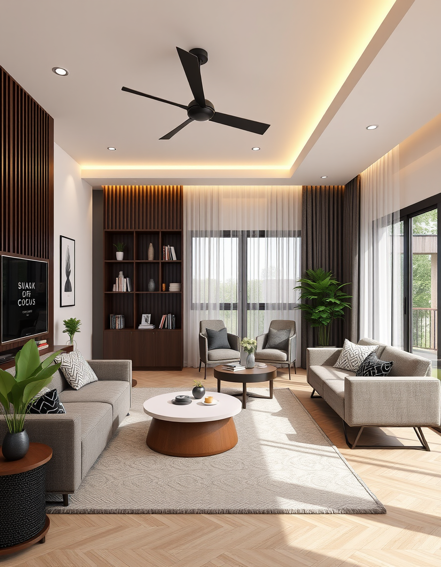 Interior Design idea: AI interior design, cohesive furniture layout decor and lighting, photorealistic interior render, صورة واقعية لغرفة نوم بأثاث TONSTAD البني من إيكيا،