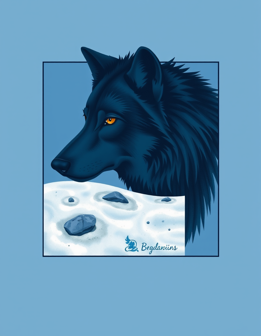 Wall Art idea: print-oriented artwork composed for a chosen room, frame ratio, and viewing distance, deliberate composition, Draw a night wolf with lines in luxuriou