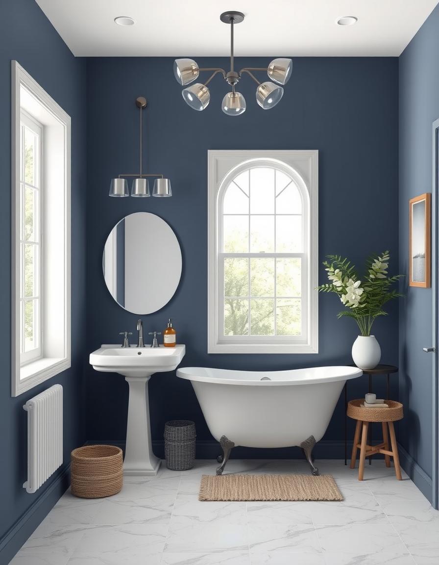 Paint Color idea: room repainted in a new wall color from the photo, accurate paint finish, photorealistic interior render, bathroom , paint color visualization